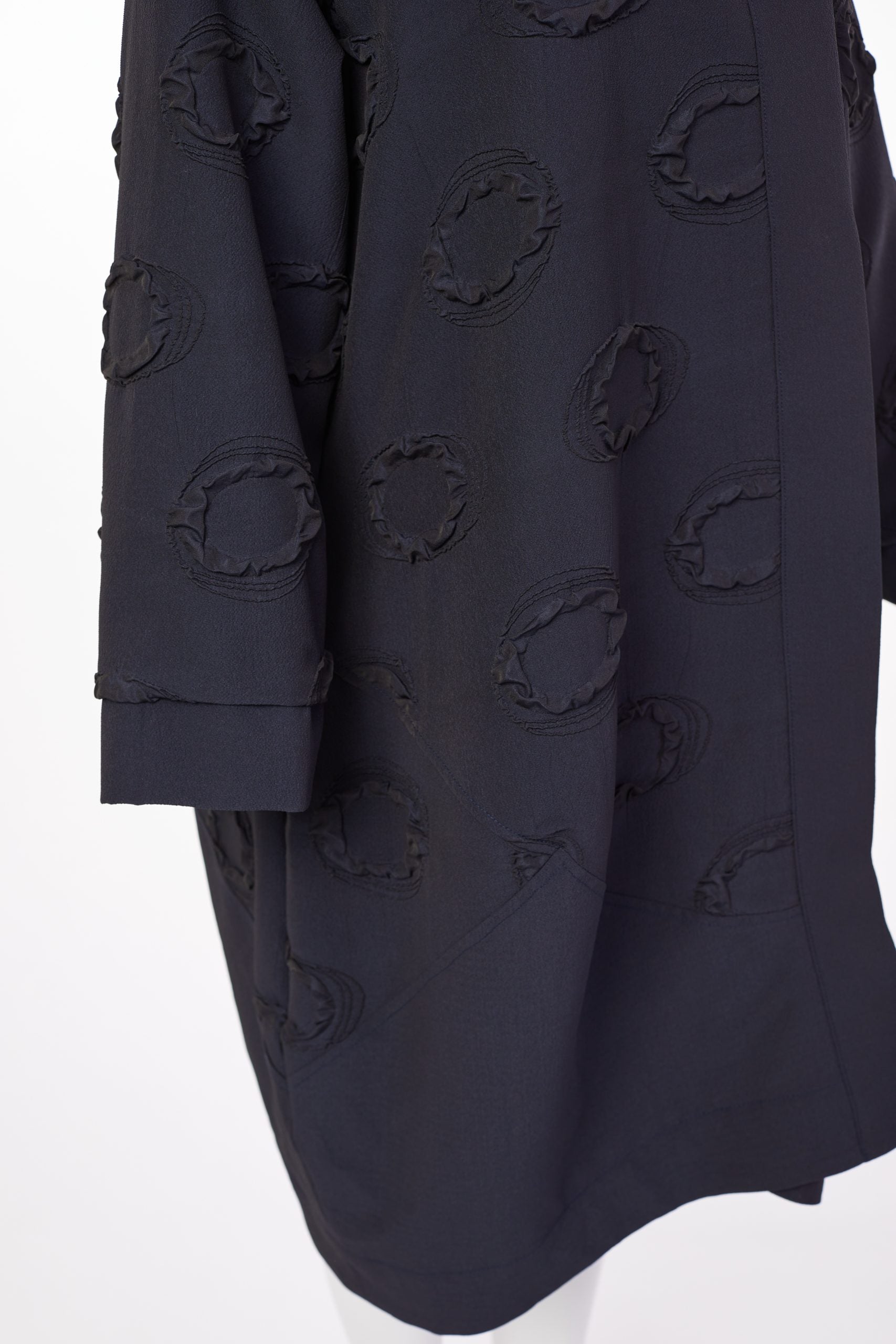 296- Naya Shawl Collar Oversize Jacquard Coat- Navy