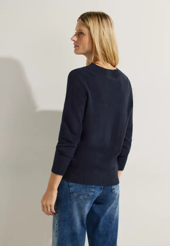 302374- Navy Knit Jumper - Cecil