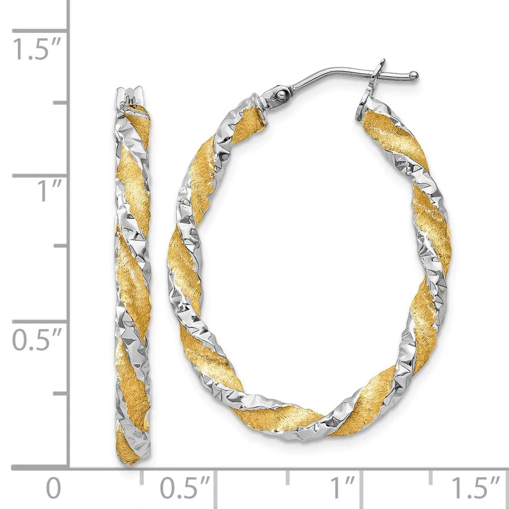 3mm, Polished and Satin Twisted Hoops in 14k Yellow Gold, 30mm