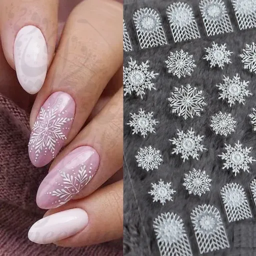 5D White Snowflakes Christmas Nail art Stickers