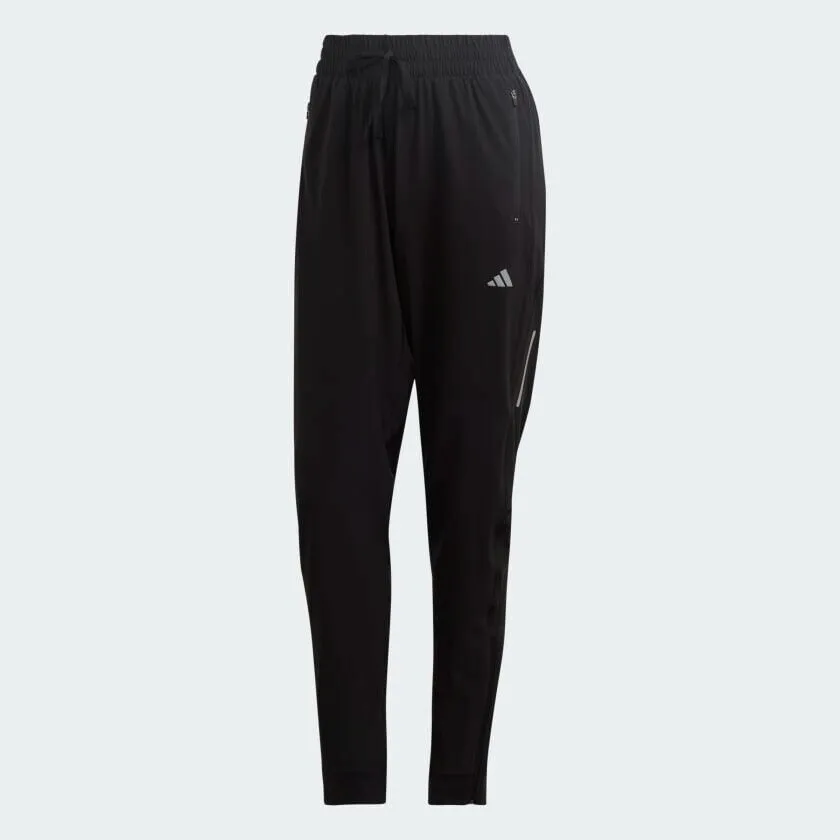 adidas Fast TKO Womens Running Pants Black Fitness Trousers Zip Pockets