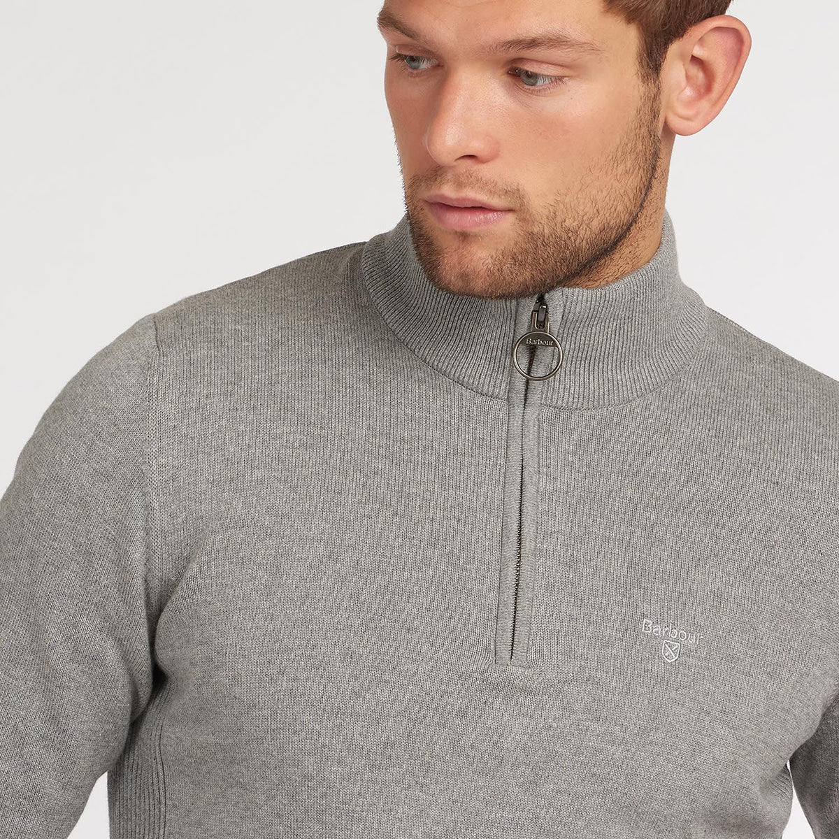 Barbour - Cotton Half Zip Jumper in Grey Marl