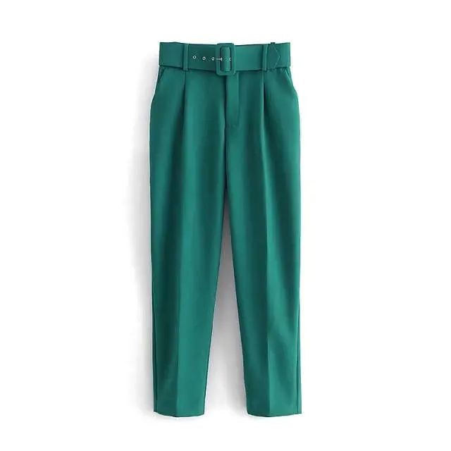 Belted High-Waisted Pants