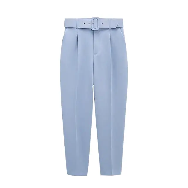 Belted High-Waisted Pants