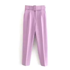 Belted High-Waisted Pants