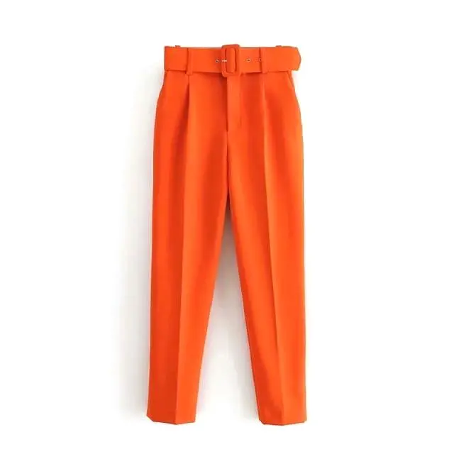 Belted High-Waisted Pants