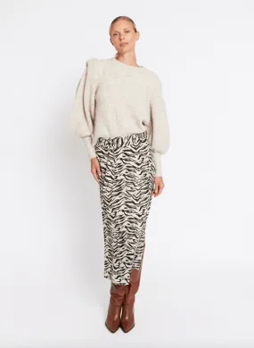 Berenice Jamina Long Beige Animal Print Skirt