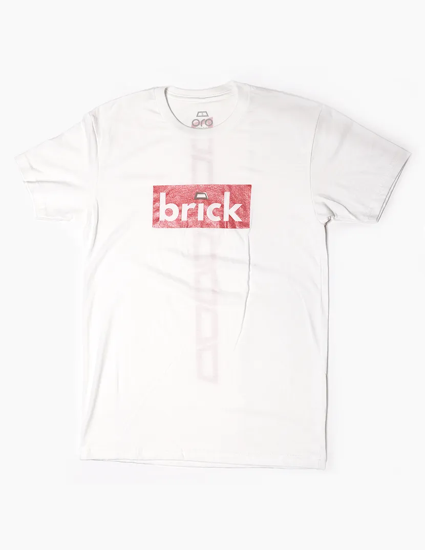 Brick 14k gold bonded short sleeve shirt - white / rose gold