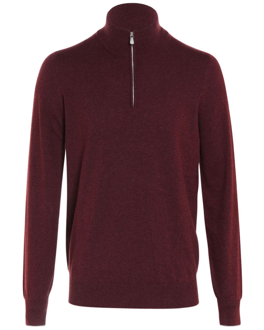 Burgundy Cashmere Quarter Zip Sweater