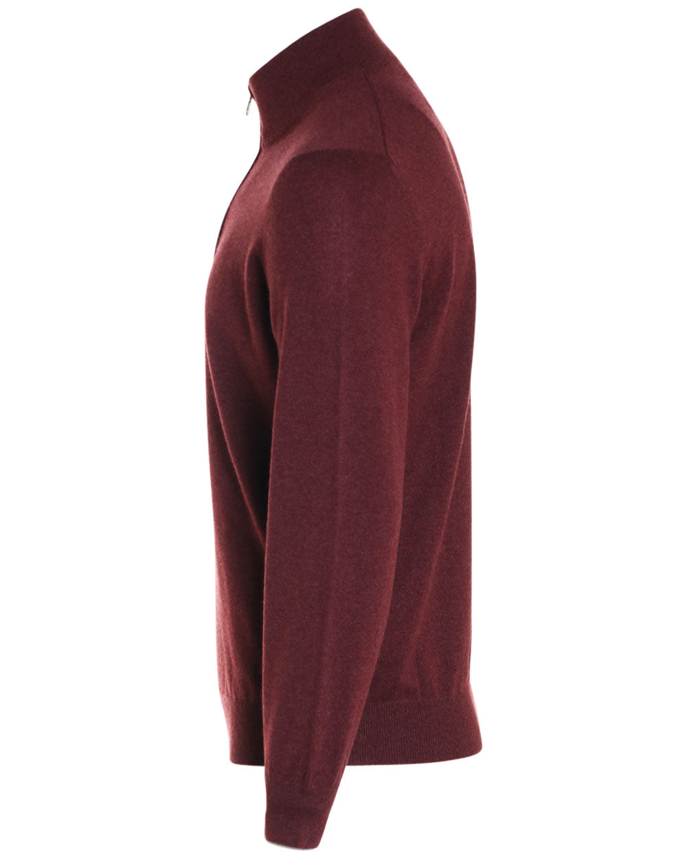 Burgundy Cashmere Quarter Zip Sweater