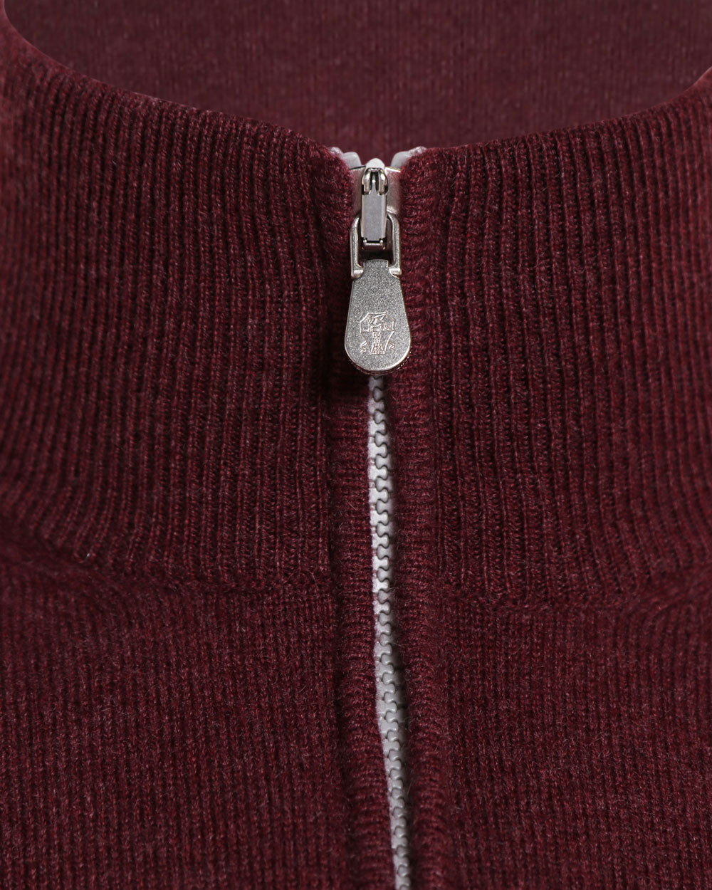 Burgundy Cashmere Quarter Zip Sweater