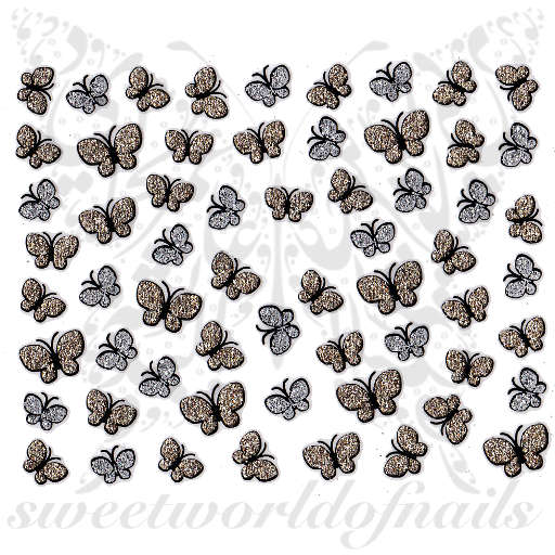 Butterfly Nail Art Glittery Nail Stickers