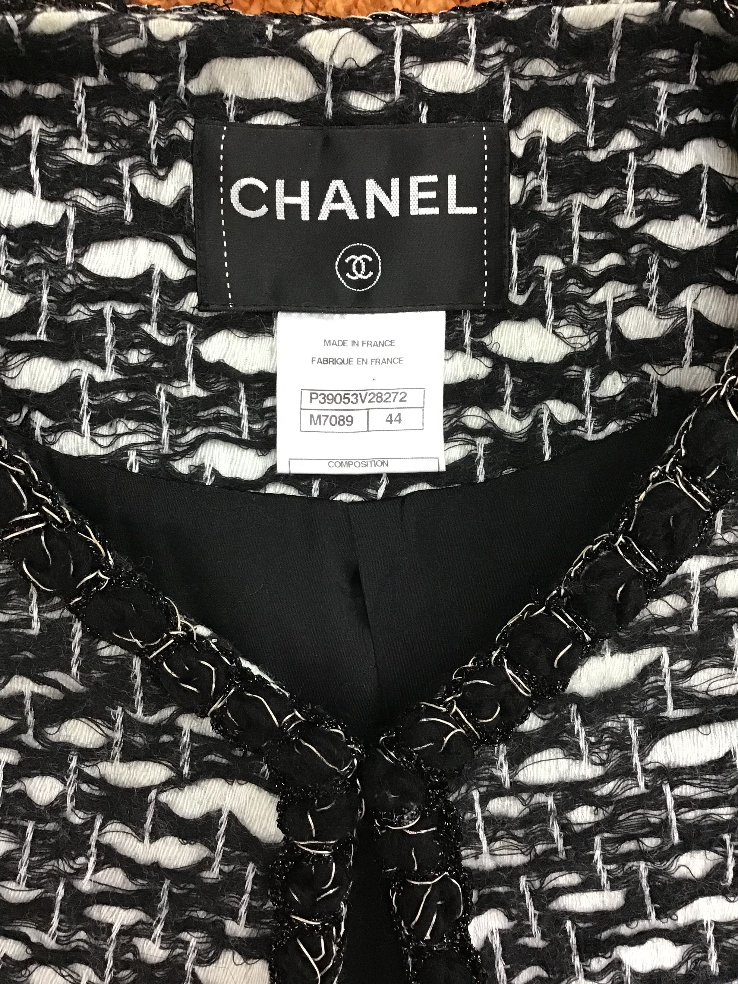 Chanel Wool Jacquard Jewel Neckline Jacket Size M