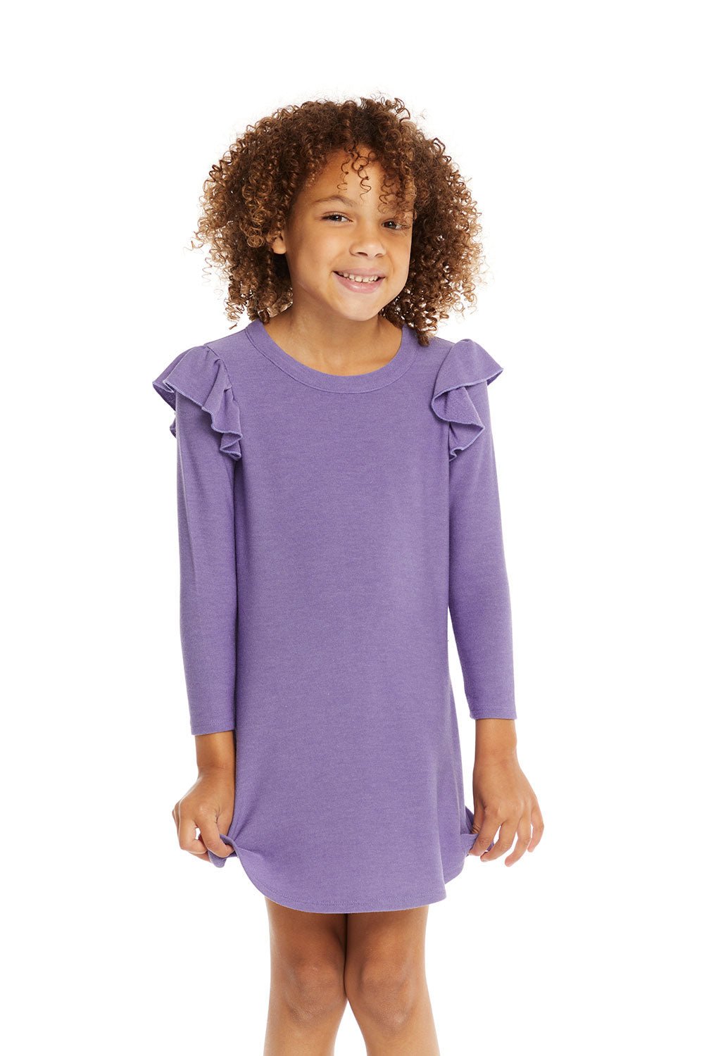 Chaser Long Sleeve Shirttail Dress in Veronica Purple