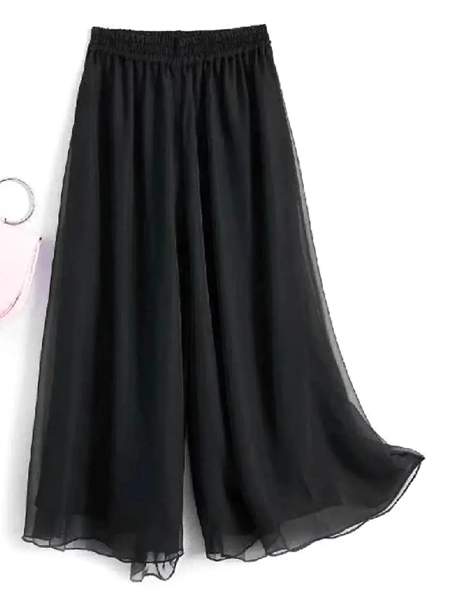 Chic Black and White Wide Leg Chinos Pants for Women in Sizes M-L