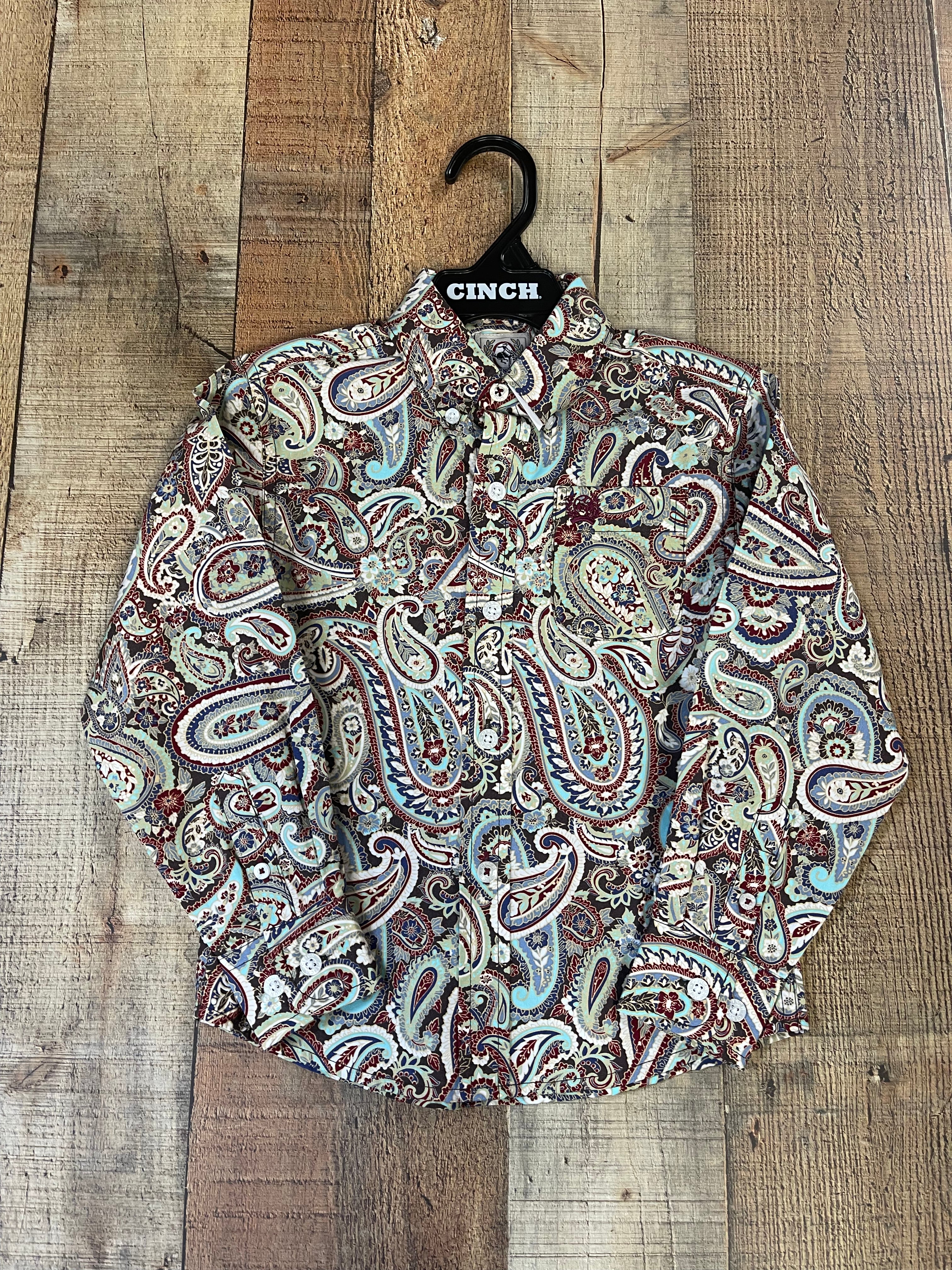 Cinch Boy's  Paisley Print Button Up Western Shirt