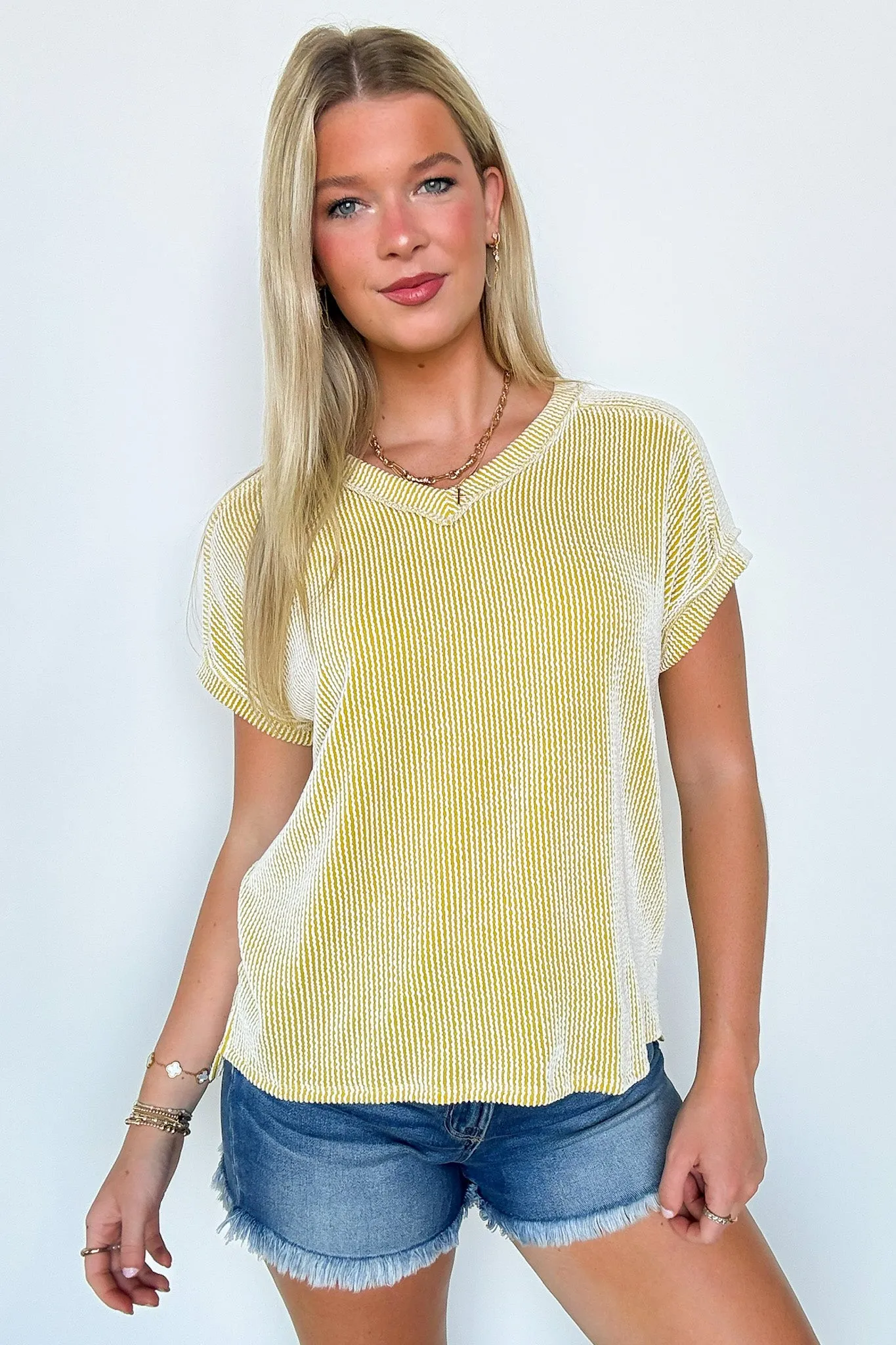 Cordelia V-Neck Rib Knit Top - BACK IN STOCK