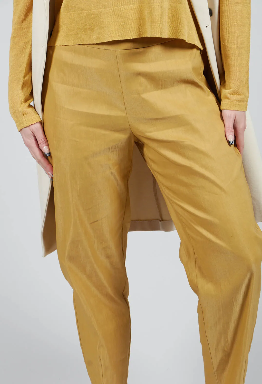 Cropped Slim Leg Pants in Mustard