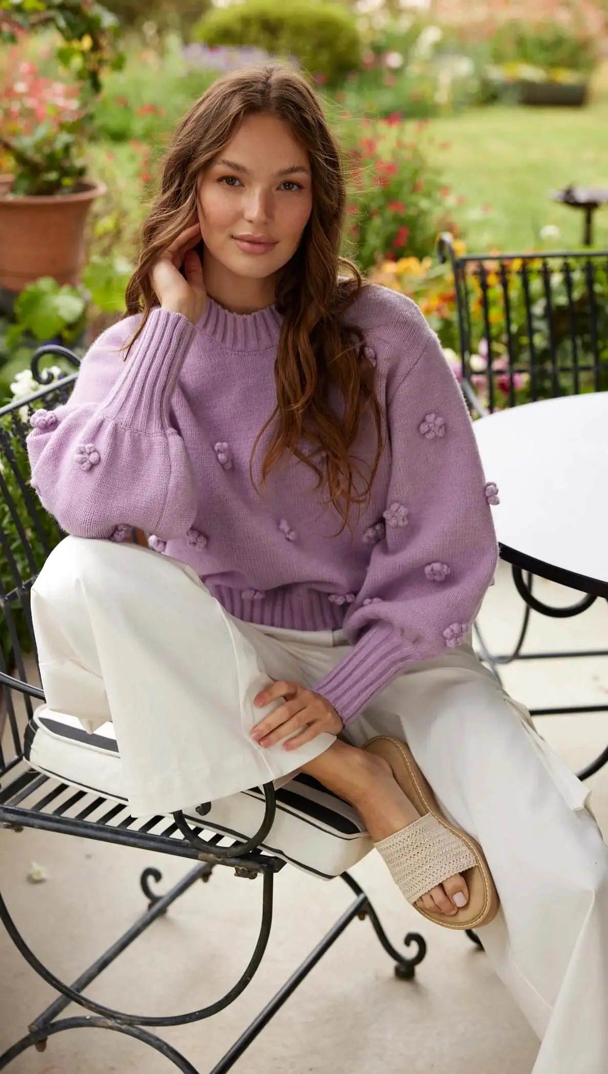 Daisy 3D Flower Knit Sweater - Lilac