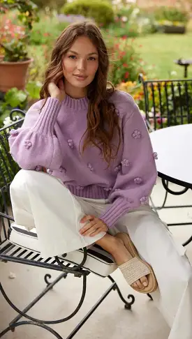 Daisy 3D Flower Knit Sweater - Lilac