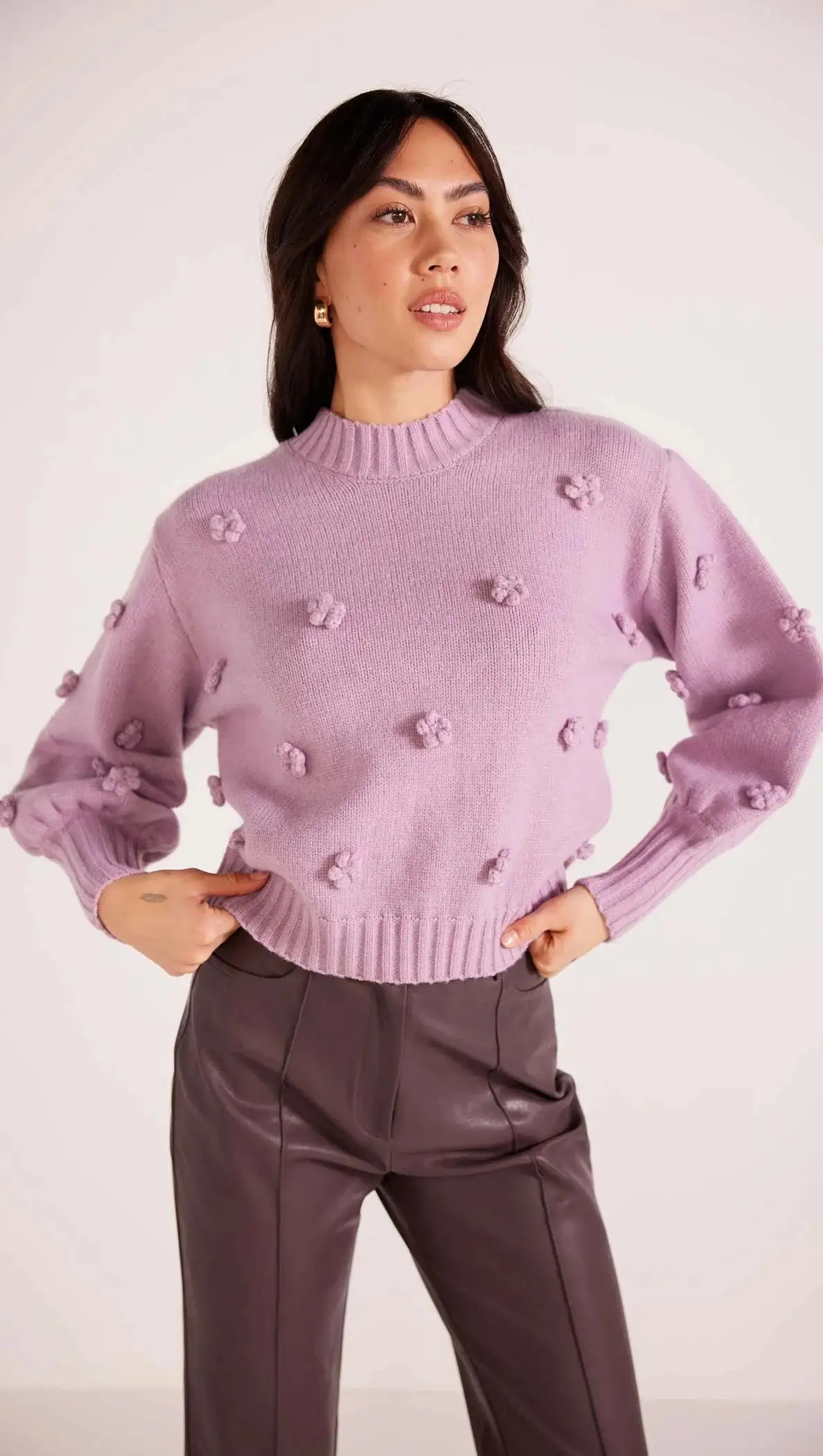 Daisy 3D Flower Knit Sweater - Lilac