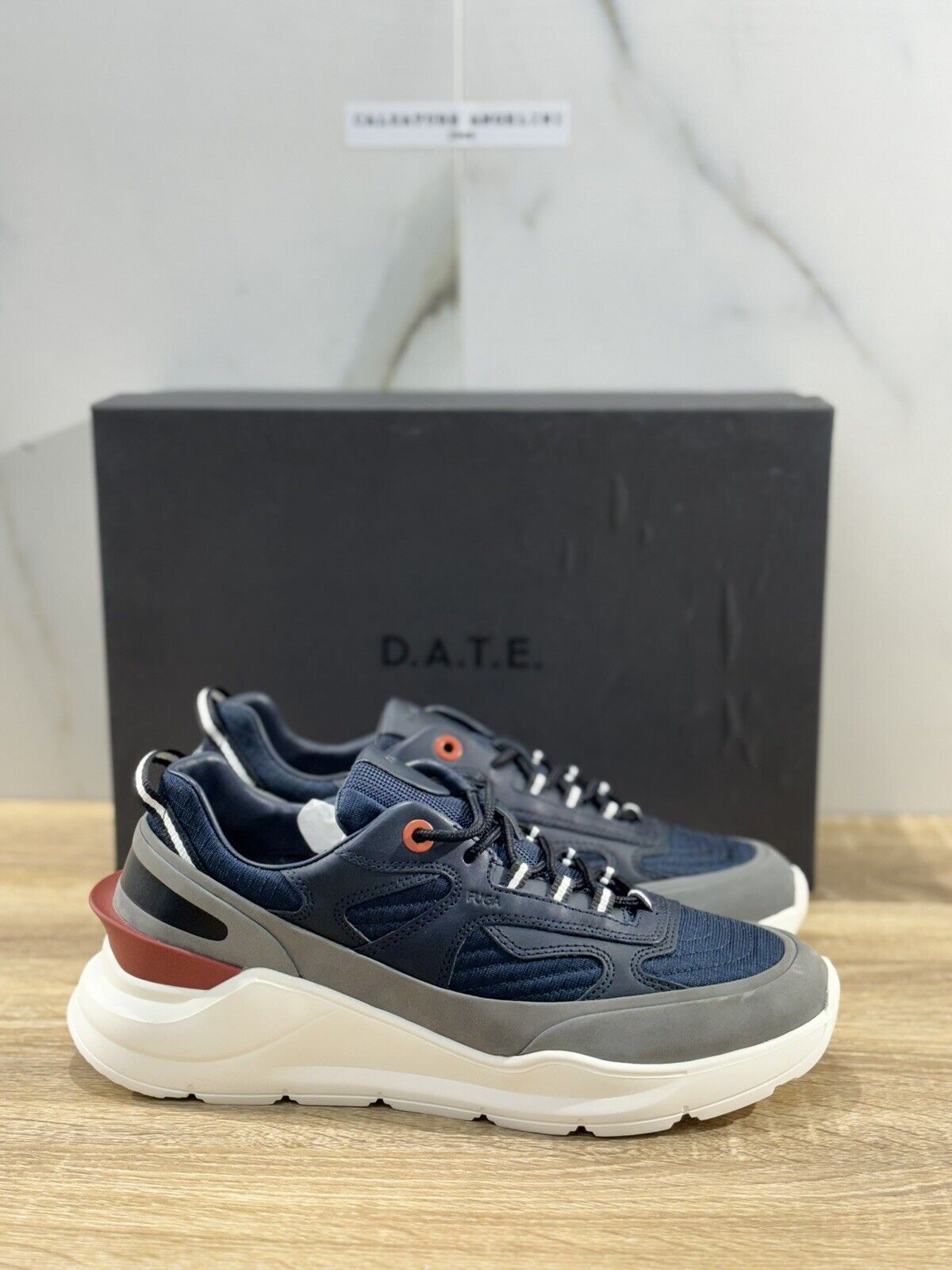 D.A.T.E Fuga Method Gray Blu Uomo sneaker Pelle Casual Shoes 42