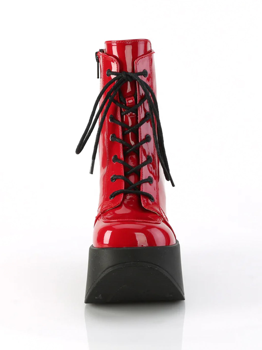 DEMONIA DYNAMITE-106 - RED STRETCH PATENT VEGAN LEATHER  PRE ORDER 