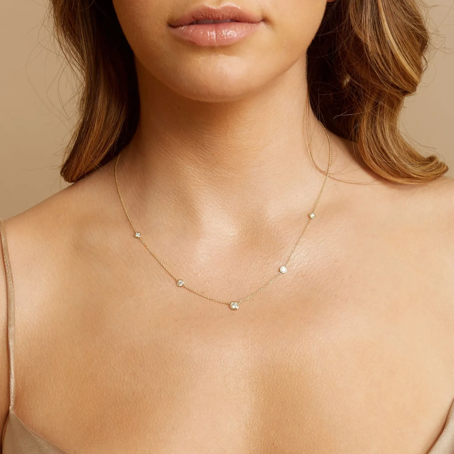 Diamond Bezel Strand Necklace