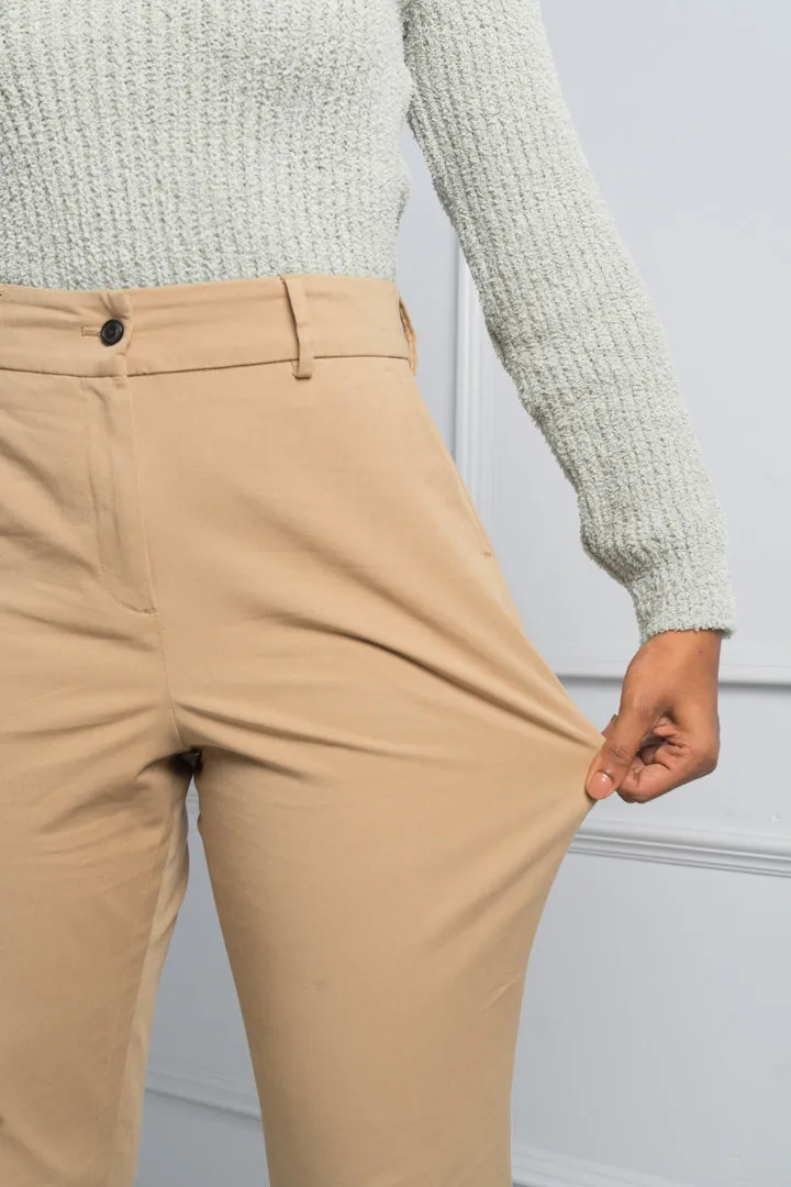 Earth Khaki Stretch Chino Pants - Women