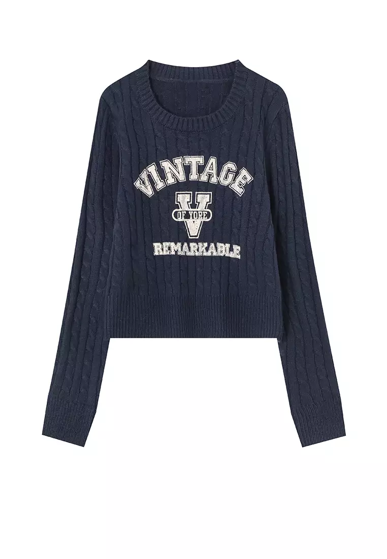 Embroidered Twist Knit Sweater HH2815