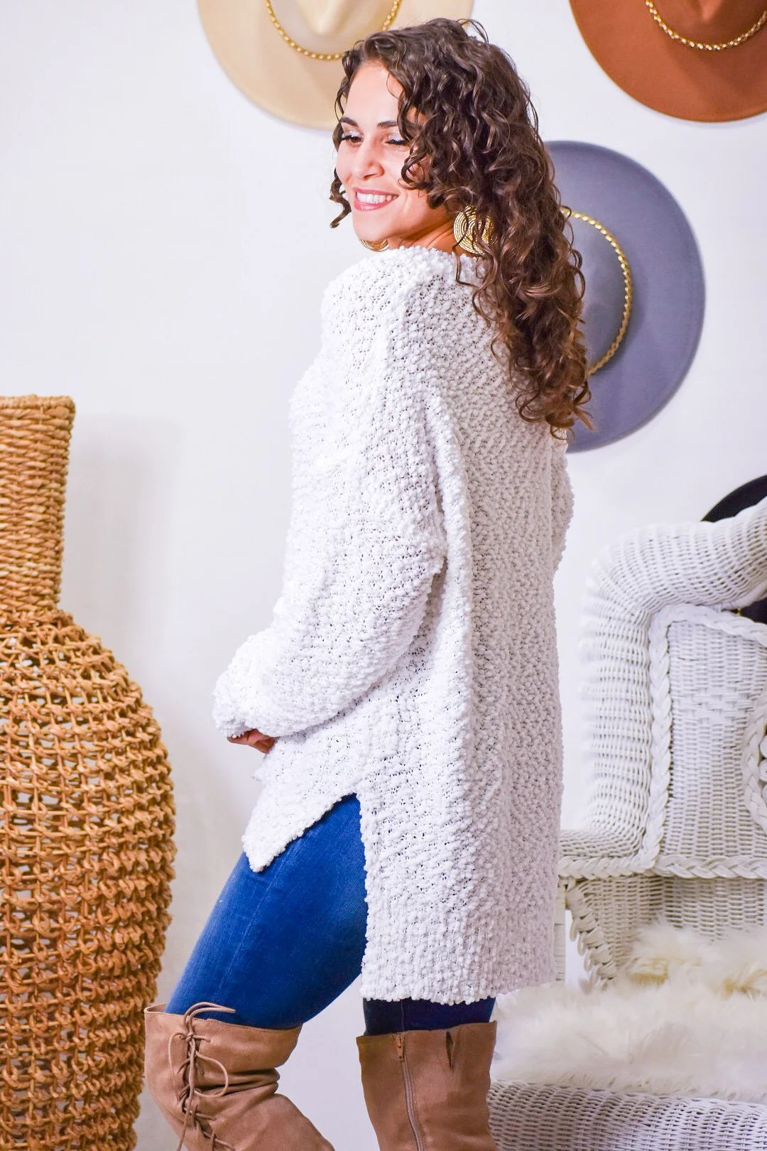 Fancy Like Soft White Popcorn Knit Sweater