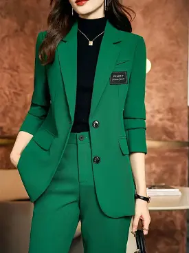 Formal Women Pant Suit with a Chest Badge