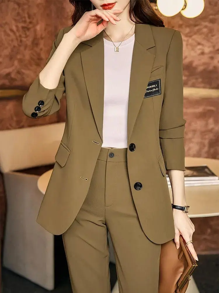 Formal Women Pant Suit with a Chest Badge