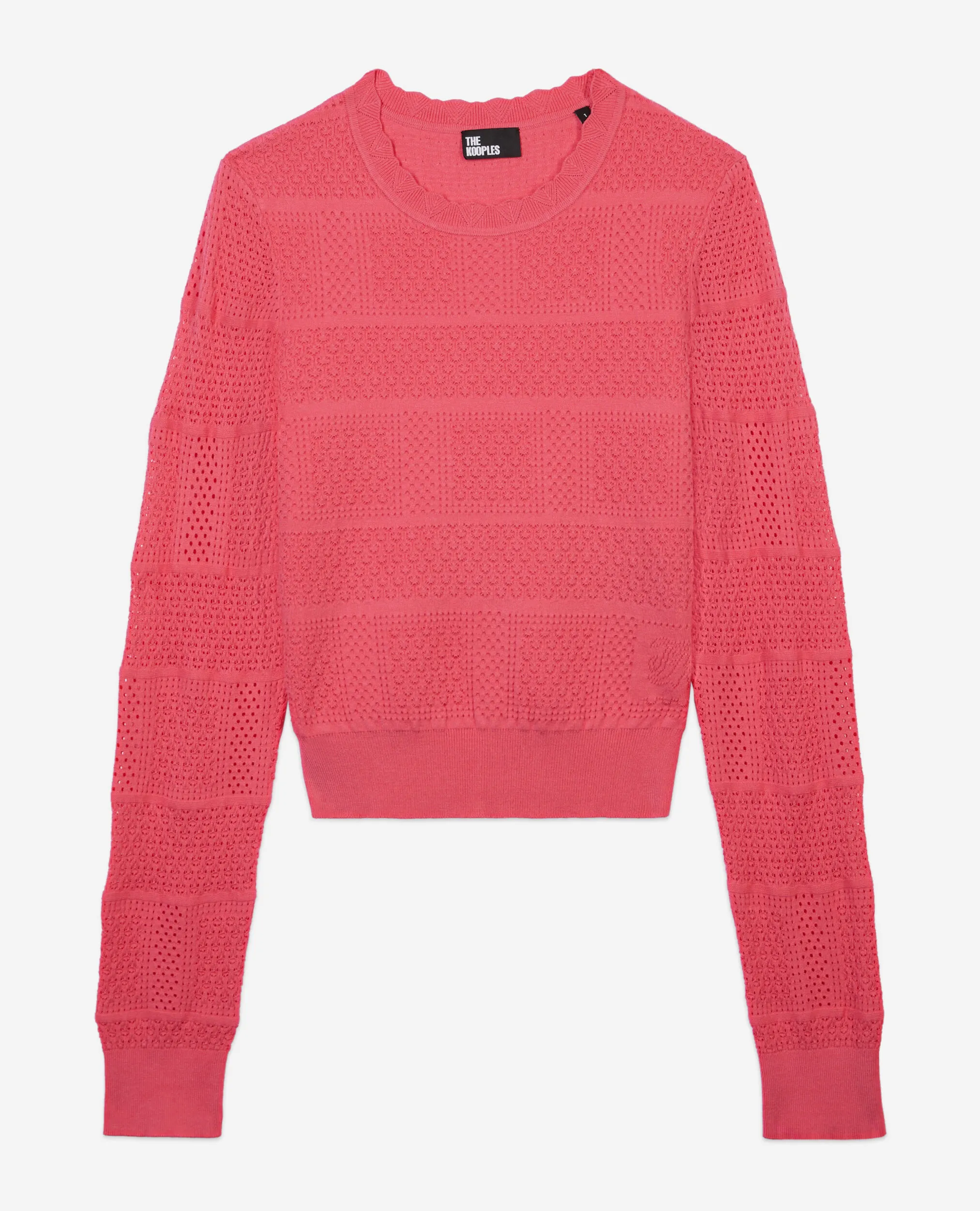 Fuchsia openwork knit sweater