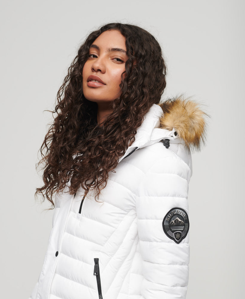 Fuji Hooded Mid Length Puffer Coat | White