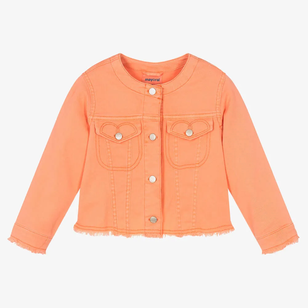 Girls Orange Denim Jacket