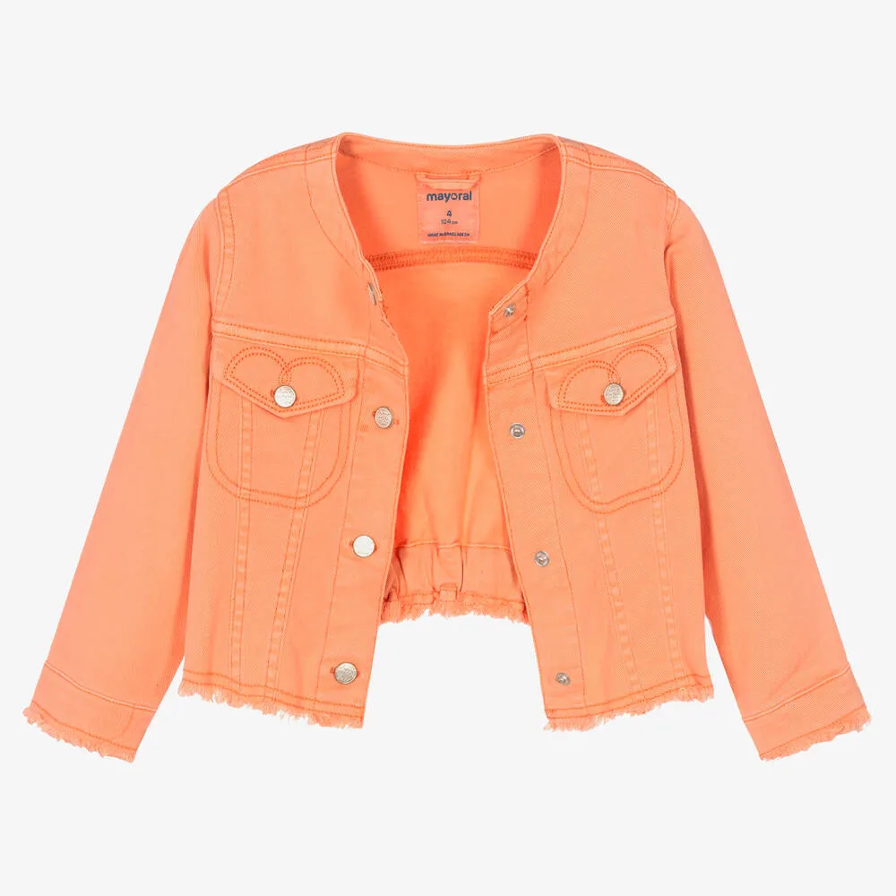 Girls Orange Denim Jacket