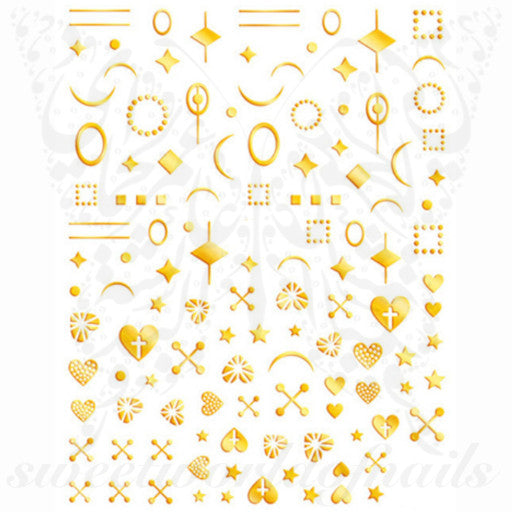 Gold Shapes Nail Art Stickers