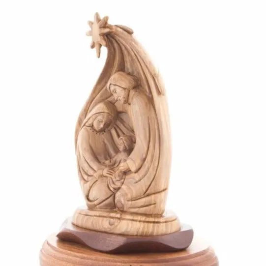 Holy Family and Star of Bethlehem Wooden Sculpture, 8.6