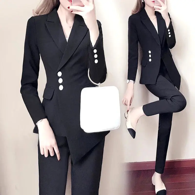 Irregular Women Pant Suit, Side Buttoned