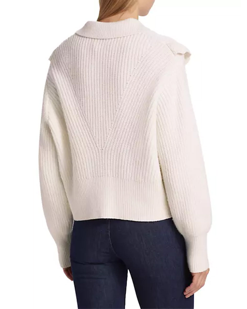 Ivory Ruffle Noelia Collared Sweater