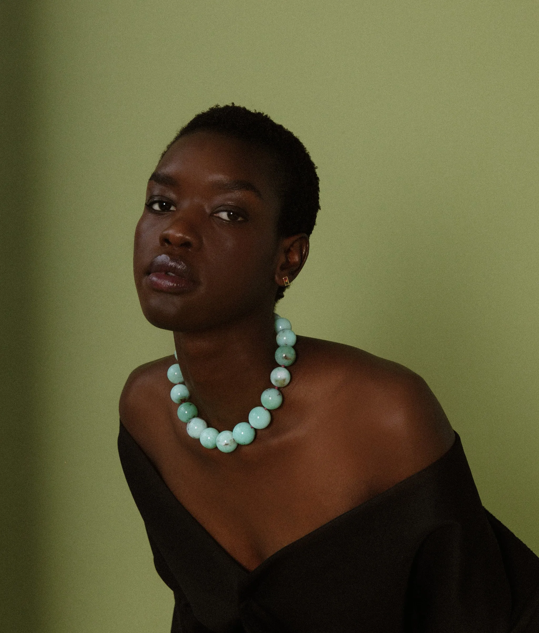 Jumbo Chrysoprase, Ruby & 14k Gold Necklace