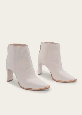 Kaanas Mizar Square-Tip Bootie in Ivory