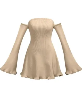 Kargede Women's Neutrals Allure Rib Knit Jumper Mini Dress