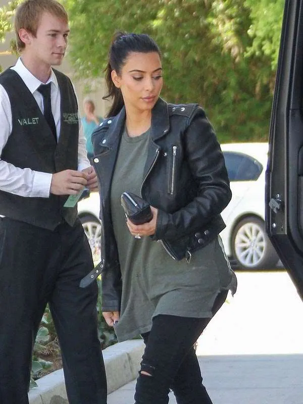 Kim Kardashian Black Biker Jacket - New American Jackets