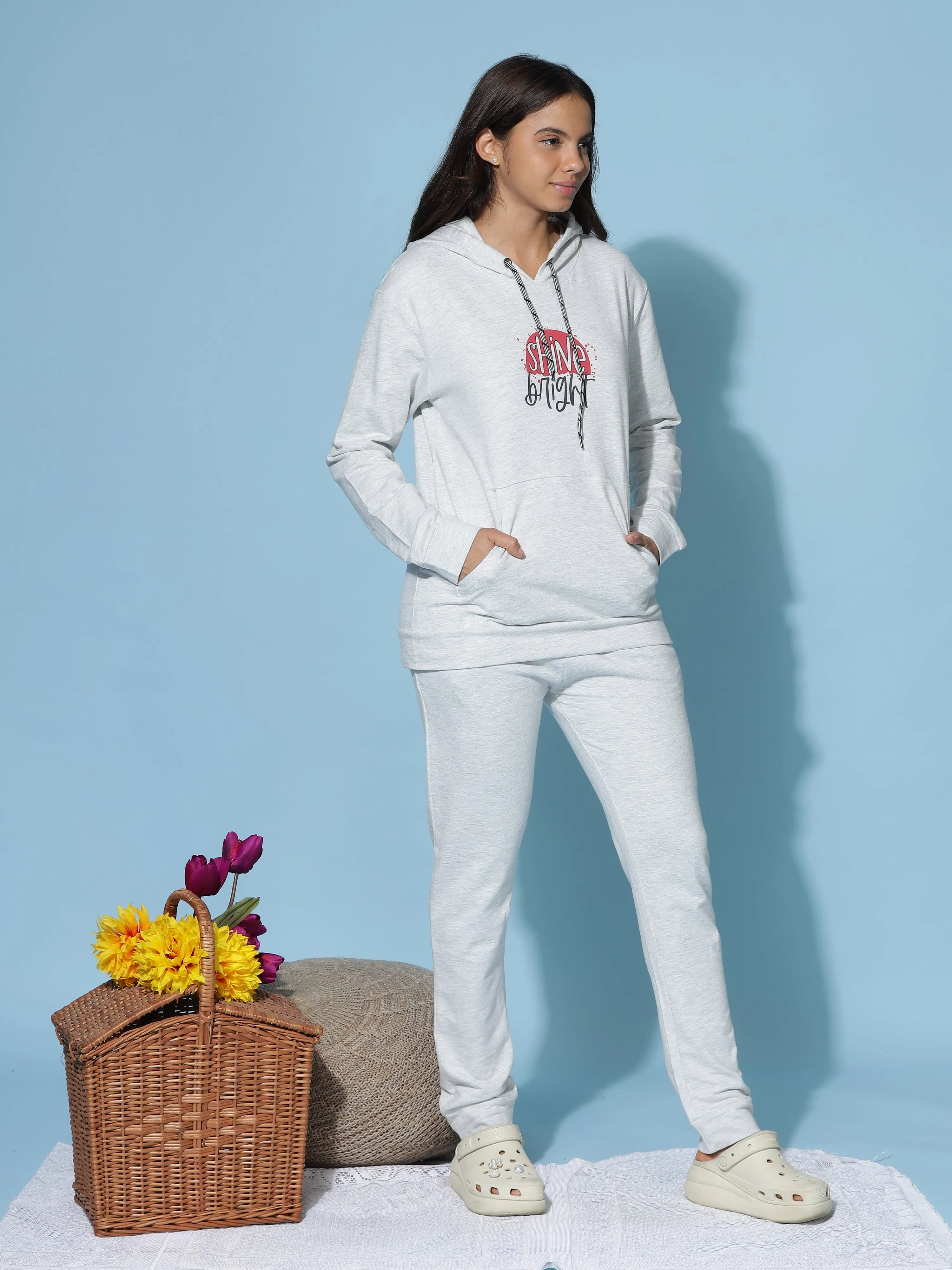 Light Grey Hosiery Cotton Winter Track Suit