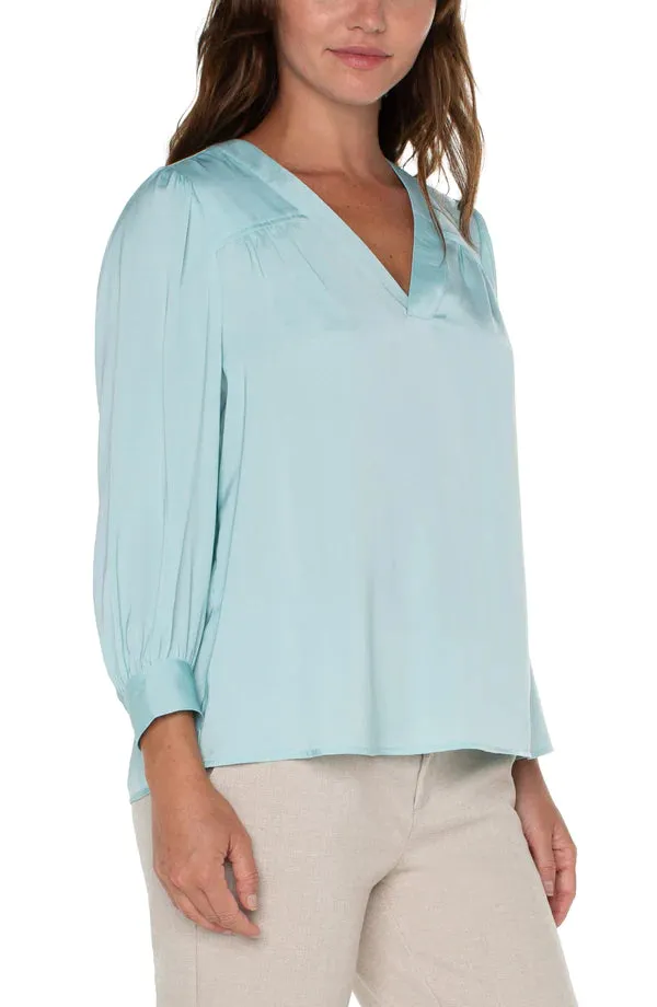 Liverpool V-Neck Popover Woven Blouse