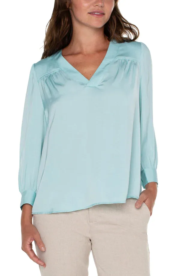 Liverpool V-Neck Popover Woven Blouse