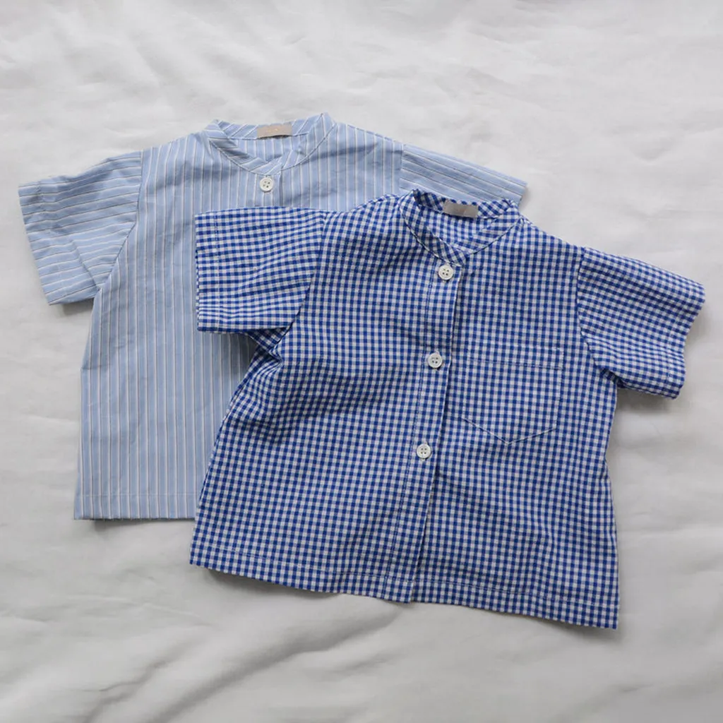 Makié Baby And Child Charlie Shirt Blue Gingham Checks