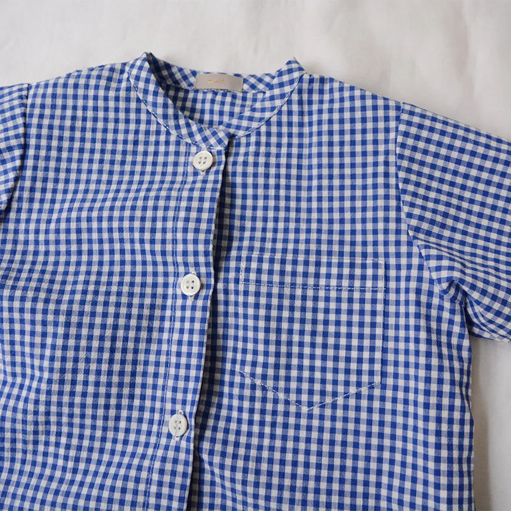 Makié Baby And Child Charlie Shirt Blue Gingham Checks